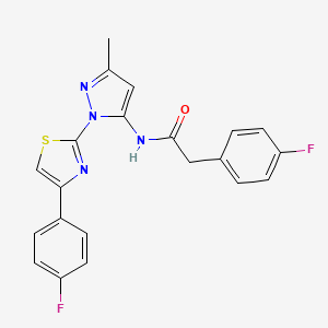 molecular formula C21H16F2N4OS B3396770 2-(4-fluorophenyl)-N-(1-(4-(4-fluorophenyl)thiazol-2-yl)-3-methyl-1H-pyrazol-5-yl)acetamide CAS No. 1019104-25-6
