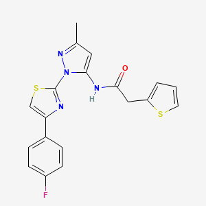molecular formula C19H15FN4OS2 B3396778 N-(1-(4-(4-fluorophenyl)thiazol-2-yl)-3-methyl-1H-pyrazol-5-yl)-2-(thiophen-2-yl)acetamide CAS No. 1019104-28-9
