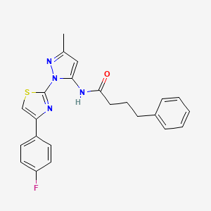 molecular formula C23H21FN4OS B3396785 N-(1-(4-(4-fluorophenyl)thiazol-2-yl)-3-methyl-1H-pyrazol-5-yl)-4-phenylbutanamide CAS No. 1019104-31-4