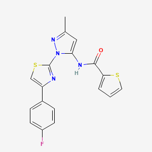 molecular formula C18H13FN4OS2 B3396792 N-(1-(4-(4-fluorophenyl)thiazol-2-yl)-3-methyl-1H-pyrazol-5-yl)thiophene-2-carboxamide CAS No. 1019104-43-8