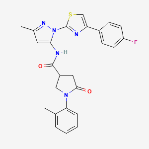 molecular formula C25H22FN5O2S B3396819 N-(1-(4-(4-fluorophenyl)thiazol-2-yl)-3-methyl-1H-pyrazol-5-yl)-5-oxo-1-(o-tolyl)pyrrolidine-3-carboxamide CAS No. 1019104-54-1