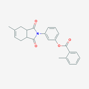molecular formula C23H21NO4 B339682 3-(5-methyl-1,3-dioxo-1,3,3a,4,7,7a-hexahydro-2H-isoindol-2-yl)phenyl 2-methylbenzoate 