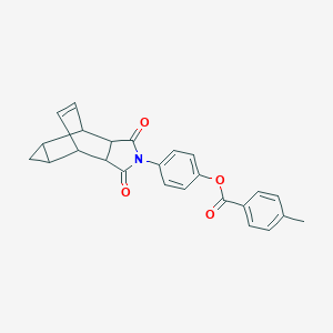 molecular formula C25H21NO4 B339683 4-(1,3-dioxooctahydro-4,6-ethenocyclopropa[f]isoindol-2(1H)-yl)phenyl 4-methylbenzoate 