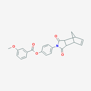 molecular formula C23H19NO5 B339684 4-(1,3-dioxo-1,3,3a,4,7,7a-hexahydro-2H-4,7-methanoisoindol-2-yl)phenyl 3-methoxybenzoate 