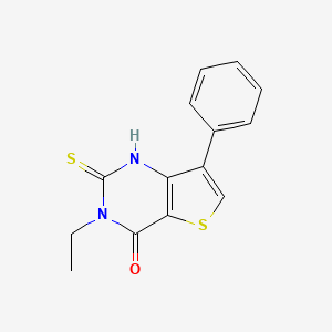 molecular formula C14H12N2OS2 B3396852 3-ethyl-7-phenyl-2-thioxo-2,3-dihydrothieno[3,2-d]pyrimidin-4(1H)-one CAS No. 1019151-95-1