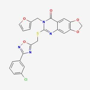 molecular formula C23H15ClN4O5S B3396858 6-(((3-(3-chlorophenyl)-1,2,4-oxadiazol-5-yl)methyl)thio)-7-(furan-2-ylmethyl)-[1,3]dioxolo[4,5-g]quinazolin-8(7H)-one CAS No. 1019178-77-8