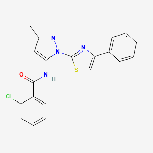 molecular formula C20H15ClN4OS B3396859 2-chloro-N-(3-methyl-1-(4-phenylthiazol-2-yl)-1H-pyrazol-5-yl)benzamide CAS No. 1020488-59-8
