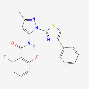 molecular formula C20H14F2N4OS B3396868 2,6-difluoro-N-(3-methyl-1-(4-phenylthiazol-2-yl)-1H-pyrazol-5-yl)benzamide CAS No. 1020488-68-9