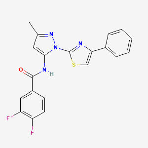 molecular formula C20H14F2N4OS B3396869 3,4-difluoro-N-(3-methyl-1-(4-phenylthiazol-2-yl)-1H-pyrazol-5-yl)benzamide CAS No. 1020488-71-4