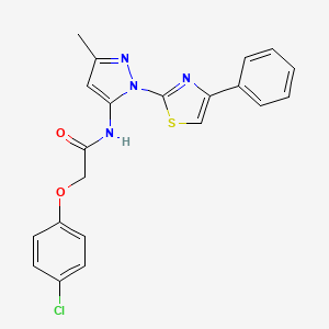 molecular formula C21H17ClN4O2S B3396873 2-(4-chlorophenoxy)-N-(3-methyl-1-(4-phenylthiazol-2-yl)-1H-pyrazol-5-yl)acetamide CAS No. 1020488-86-1