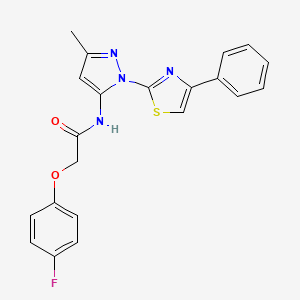 molecular formula C21H17FN4O2S B3396875 2-(4-fluorophenoxy)-N-(3-methyl-1-(4-phenylthiazol-2-yl)-1H-pyrazol-5-yl)acetamide CAS No. 1020488-96-3