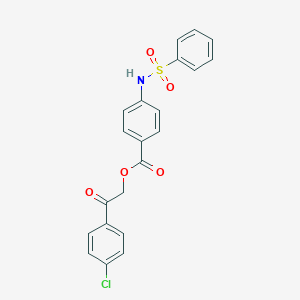 molecular formula C21H16ClNO5S B339688 2-(4-Chlorophenyl)-2-oxoethyl 4-[(phenylsulfonyl)amino]benzoate 