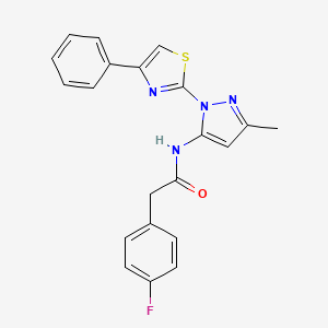 molecular formula C21H17FN4OS B3396882 2-(4-fluorophenyl)-N-(3-methyl-1-(4-phenylthiazol-2-yl)-1H-pyrazol-5-yl)acetamide CAS No. 1020489-08-0