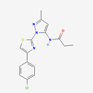 molecular formula C16H15ClN4OS B3396887 N-(1-(4-(4-chlorophenyl)thiazol-2-yl)-3-methyl-1H-pyrazol-5-yl)propionamide CAS No. 1020489-45-5