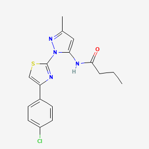molecular formula C17H17ClN4OS B3396888 N-(1-(4-(4-chlorophenyl)thiazol-2-yl)-3-methyl-1H-pyrazol-5-yl)butyramide CAS No. 1020489-47-7