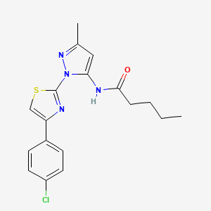molecular formula C18H19ClN4OS B3396890 N-(1-(4-(4-chlorophenyl)thiazol-2-yl)-3-methyl-1H-pyrazol-5-yl)pentanamide CAS No. 1020489-49-9