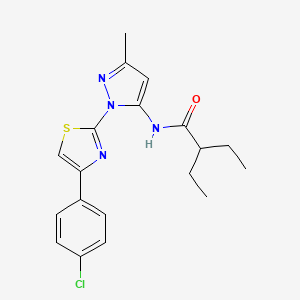 molecular formula C19H21ClN4OS B3396894 N-(1-(4-(4-chlorophenyl)thiazol-2-yl)-3-methyl-1H-pyrazol-5-yl)-2-ethylbutanamide CAS No. 1020489-51-3