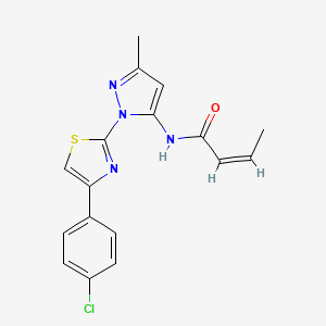 molecular formula C17H15ClN4OS B3396901 (Z)-N-(1-(4-(4-chlorophenyl)thiazol-2-yl)-3-methyl-1H-pyrazol-5-yl)but-2-enamide CAS No. 1020489-55-7