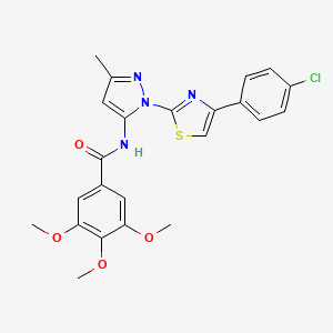 molecular formula C23H21ClN4O4S B3396911 N-(1-(4-(4-chlorophenyl)thiazol-2-yl)-3-methyl-1H-pyrazol-5-yl)-3,4,5-trimethoxybenzamide CAS No. 1020489-63-7
