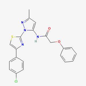 molecular formula C21H17ClN4O2S B3396917 N-(1-(4-(4-chlorophenyl)thiazol-2-yl)-3-methyl-1H-pyrazol-5-yl)-2-phenoxyacetamide CAS No. 1020489-65-9