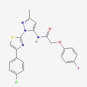 molecular formula C21H16ClFN4O2S B3396924 N-(1-(4-(4-chlorophenyl)thiazol-2-yl)-3-methyl-1H-pyrazol-5-yl)-2-(4-fluorophenoxy)acetamide CAS No. 1020489-71-7