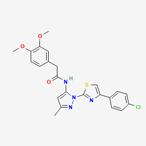 molecular formula C23H21ClN4O3S B3396928 N-(1-(4-(4-chlorophenyl)thiazol-2-yl)-3-methyl-1H-pyrazol-5-yl)-2-(3,4-dimethoxyphenyl)acetamide CAS No. 1020489-73-9