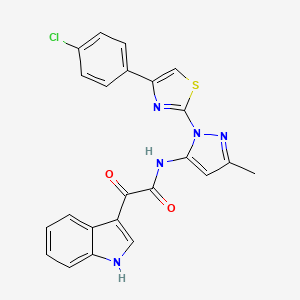 molecular formula C23H16ClN5O2S B3396949 N-(1-(4-(4-chlorophenyl)thiazol-2-yl)-3-methyl-1H-pyrazol-5-yl)-2-(1H-indol-3-yl)-2-oxoacetamide CAS No. 1020489-87-5