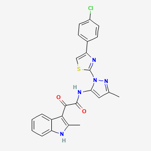 molecular formula C24H18ClN5O2S B3396957 N-(1-(4-(4-chlorophenyl)thiazol-2-yl)-3-methyl-1H-pyrazol-5-yl)-2-(2-methyl-1H-indol-3-yl)-2-oxoacetamide CAS No. 1020489-89-7