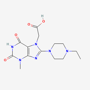 molecular formula C14H20N6O4 B3396980 2-(8-(4-ethylpiperazin-1-yl)-3-methyl-2,6-dioxo-2,3-dihydro-1H-purin-7(6H)-yl)acetic acid CAS No. 1021125-73-4