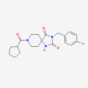 molecular formula C20H24FN3O3 B3396981 8-(Cyclopentanecarbonyl)-3-(4-fluorobenzyl)-1,3,8-triazaspiro[4.5]decane-2,4-dione CAS No. 1021126-48-6