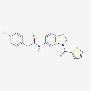 molecular formula C21H17ClN2O2S B3396988 2-(4-chlorophenyl)-N-(1-(thiophene-2-carbonyl)indolin-6-yl)acetamide CAS No. 1021206-97-2