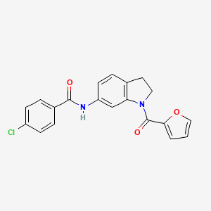 molecular formula C20H15ClN2O3 B3397038 4-chloro-N-(1-(furan-2-carbonyl)indolin-6-yl)benzamide CAS No. 1021207-46-4
