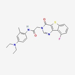 molecular formula C23H23FN4O2S B3397041 N-[4-(diethylamino)-2-methylphenyl]-2-{13-fluoro-6-oxo-8-thia-3,5-diazatricyclo[7.4.0.0^{2,7}]trideca-1(13),2(7),3,9,11-pentaen-5-yl}acetamide CAS No. 1021207-50-0