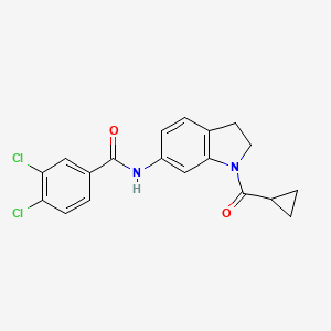 molecular formula C19H16Cl2N2O2 B3397108 3,4-dichloro-N-(1-(cyclopropanecarbonyl)indolin-6-yl)benzamide CAS No. 1021207-85-1