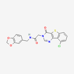 molecular formula C20H14ClN3O4S B3397118 N-(1,3-benzodioxol-5-ylmethyl)-2-(9-chloro-4-oxo[1]benzothieno[3,2-d]pyrimidin-3(4H)-yl)acetamide CAS No. 1021207-89-5