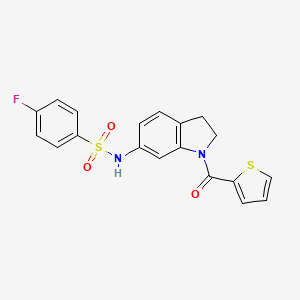 molecular formula C19H15FN2O3S2 B3397162 4-fluoro-N-(1-(thiophene-2-carbonyl)indolin-6-yl)benzenesulfonamide CAS No. 1021208-40-1