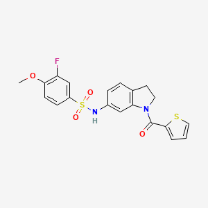 molecular formula C20H17FN2O4S2 B3397167 3-fluoro-4-methoxy-N-(1-(thiophene-2-carbonyl)indolin-6-yl)benzenesulfonamide CAS No. 1021208-55-8
