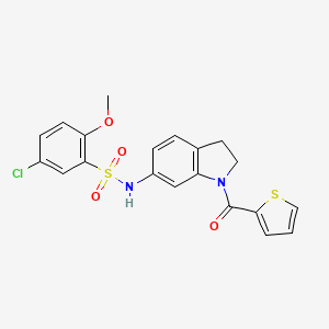 molecular formula C20H17ClN2O4S2 B3397172 5-chloro-2-methoxy-N-(1-(thiophene-2-carbonyl)indolin-6-yl)benzenesulfonamide CAS No. 1021208-63-8