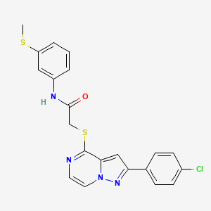 molecular formula C21H17ClN4OS2 B3397174 2-{[2-(4-chlorophenyl)pyrazolo[1,5-a]pyrazin-4-yl]sulfanyl}-N-[3-(methylsulfanyl)phenyl]acetamide CAS No. 1021208-68-3