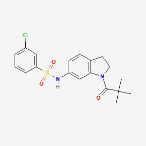 molecular formula C19H21ClN2O3S B3397178 3-chloro-N-(1-pivaloylindolin-6-yl)benzenesulfonamide CAS No. 1021208-82-1