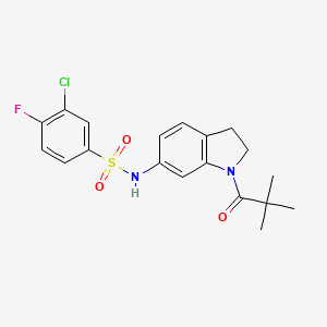 molecular formula C19H20ClFN2O3S B3397180 3-chloro-4-fluoro-N-(1-pivaloylindolin-6-yl)benzenesulfonamide CAS No. 1021208-84-3