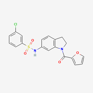 molecular formula C19H15ClN2O4S B3397185 3-chloro-N-(1-(furan-2-carbonyl)indolin-6-yl)benzenesulfonamide CAS No. 1021208-88-7