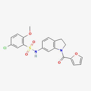 molecular formula C20H17ClN2O5S B3397187 5-chloro-N-(1-(furan-2-carbonyl)indolin-6-yl)-2-methoxybenzenesulfonamide CAS No. 1021208-99-0