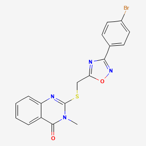 molecular formula C18H13BrN4O2S B3397195 2-(((3-(4-bromophenyl)-1,2,4-oxadiazol-5-yl)methyl)thio)-3-methylquinazolin-4(3H)-one CAS No. 1021209-00-6