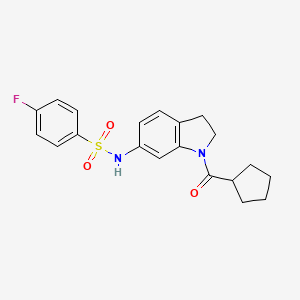 molecular formula C20H21FN2O3S B3397227 N-(1-(cyclopentanecarbonyl)indolin-6-yl)-4-fluorobenzenesulfonamide CAS No. 1021210-22-9
