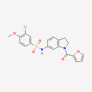 molecular formula C20H17ClN2O5S B3397251 3-chloro-N-(1-(furan-2-carbonyl)indolin-6-yl)-4-methoxybenzenesulfonamide CAS No. 1021210-60-5