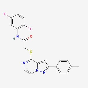 molecular formula C21H16F2N4OS B3397262 N-(2,5-difluorophenyl)-2-{[2-(4-methylphenyl)pyrazolo[1,5-a]pyrazin-4-yl]thio}acetamide CAS No. 1021210-70-7