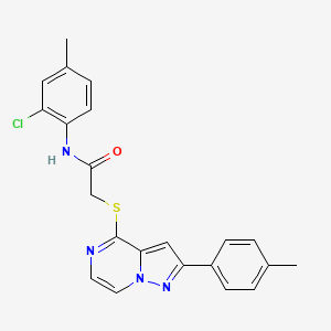 molecular formula C22H19ClN4OS B3397270 N-(2-chloro-4-methylphenyl)-2-{[2-(4-methylphenyl)pyrazolo[1,5-a]pyrazin-4-yl]thio}acetamide CAS No. 1021210-79-6