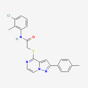 molecular formula C22H19ClN4OS B3397272 N-(3-chloro-2-methylphenyl)-2-{[2-(4-methylphenyl)pyrazolo[1,5-a]pyrazin-4-yl]thio}acetamide CAS No. 1021210-89-8