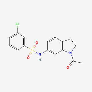 molecular formula C16H15ClN2O3S B3397287 N-(1-acetylindolin-6-yl)-3-chlorobenzenesulfonamide CAS No. 1021210-97-8